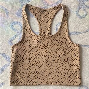 Abercrombie & Fitch Tan and Black Polka Dot Top
